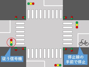 図 : 車道を通行しているときの従う信号機