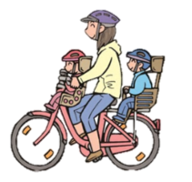 イラスト:前後座席に1人ずつ 幼児を乗せることができる場合