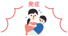 イラスト：病児を抱く母親