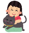 イラスト：猫を可愛がる女の子