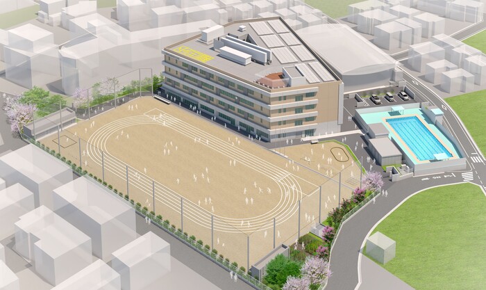 稲城第三小学校外観（鳥瞰）