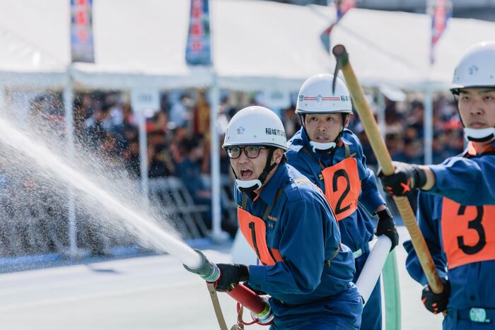写真:第一線放水
