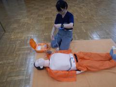 Photo: Turning on the AED
