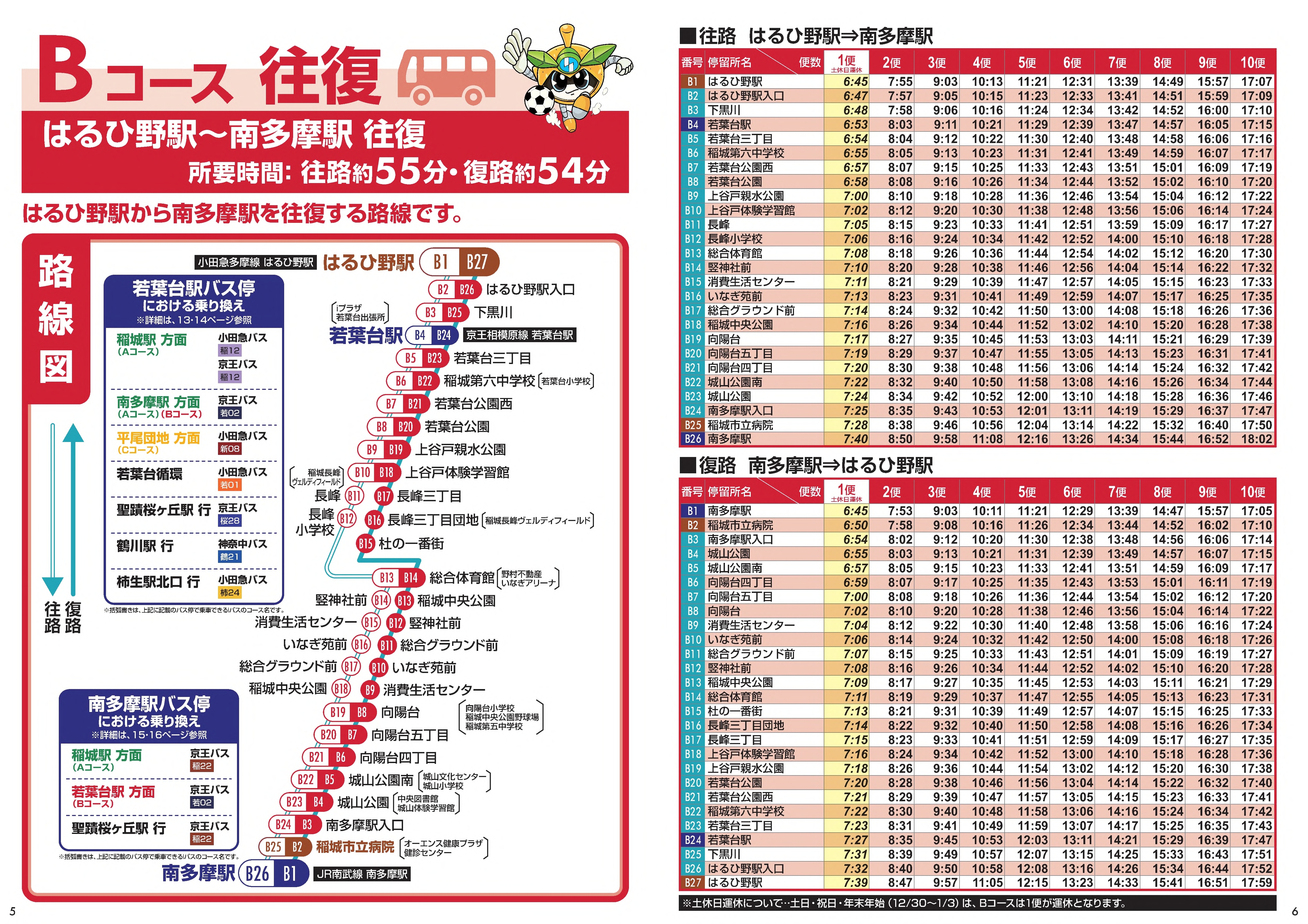 Photo: B Course Route Map & Timetable