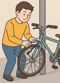 Ilustración de ponerle un candado a una bicicleta