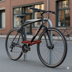 Imagen de bicicleta asegurada con candado de cable articulado