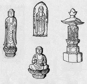Ilustração: 4 tipos de formas da torre Jizō Bosatsu
