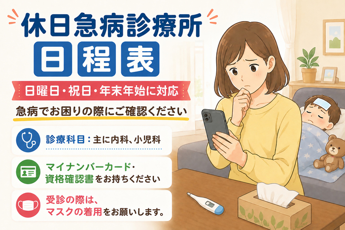 請於週日、節假日及年末年初假日期間遇急病時確認使用。