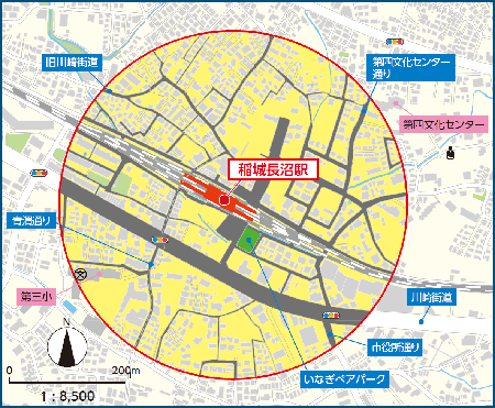 照片:稻城長沼站周邊的路上等禁煙區域