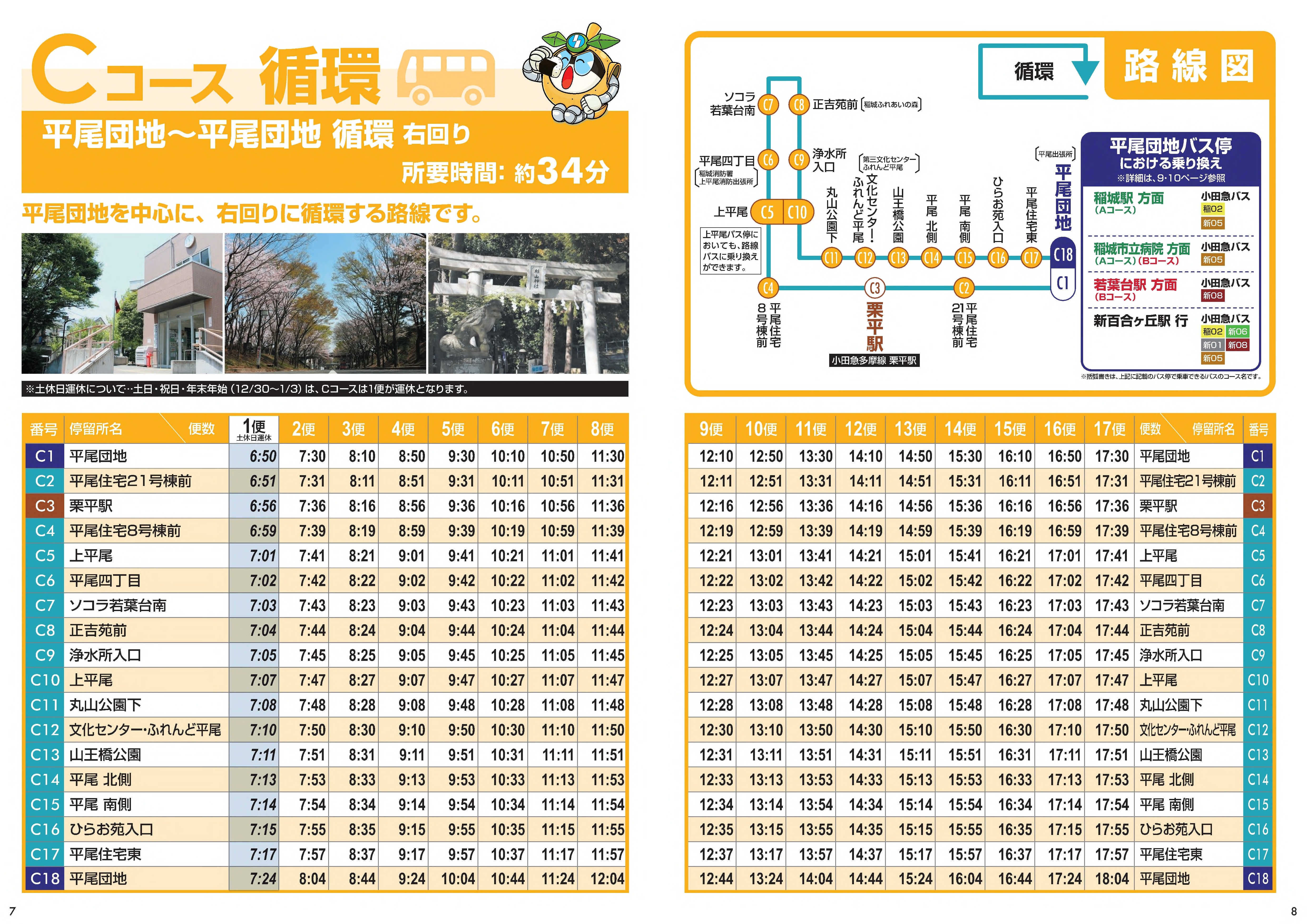 圖片：C路線路線圖・時刻表